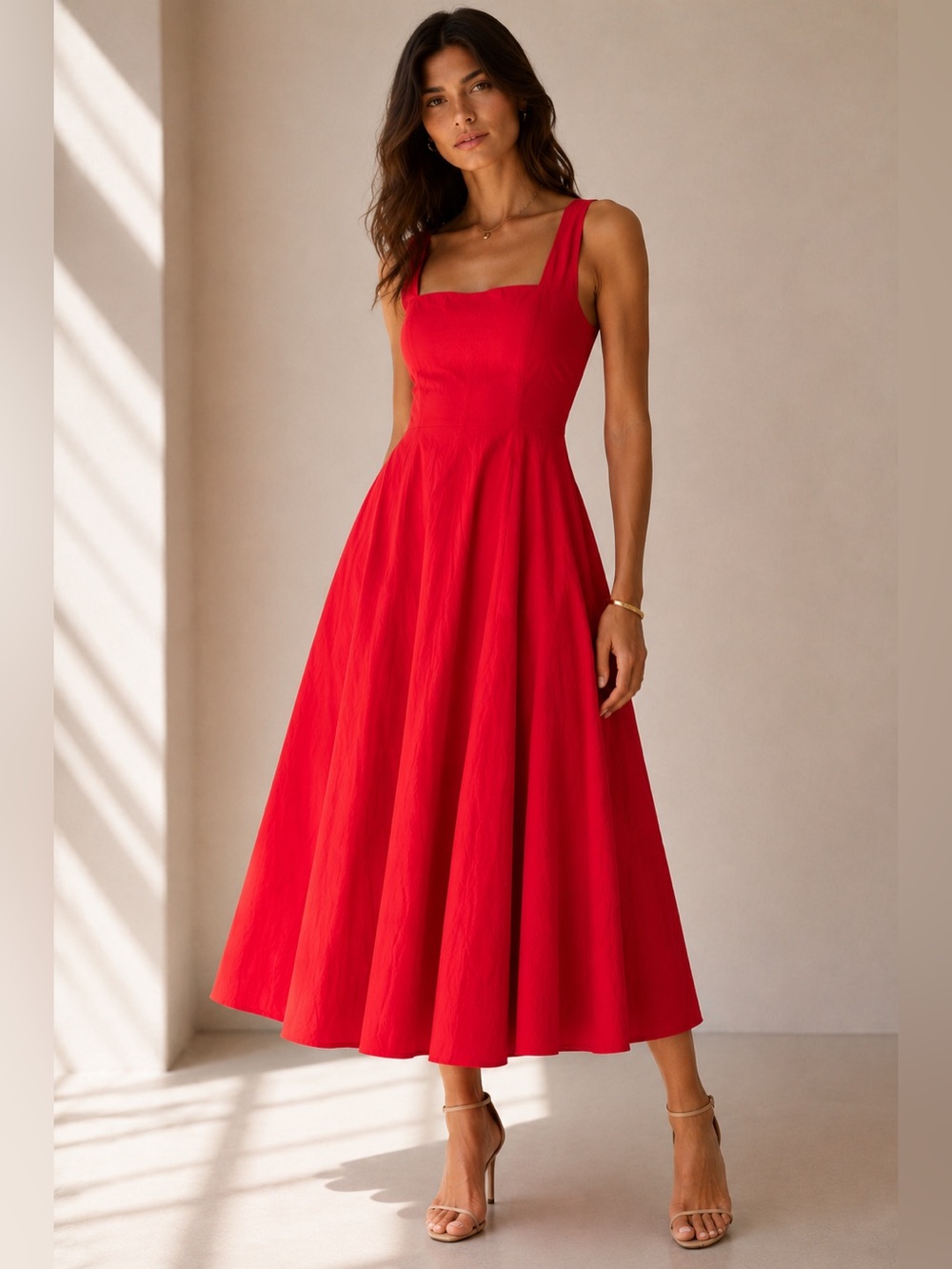 NWT Abercrombie A&F Mila Stretch Midi Dress Vivid Red XL Petite